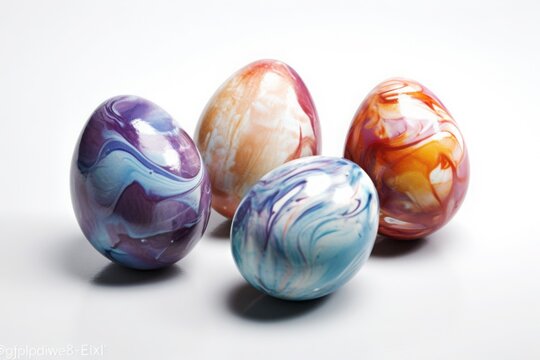 Perfect colorful handmade eggs isolated on a white.