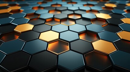 Futuristic block wall high tech 3D, hexagons tile pattern