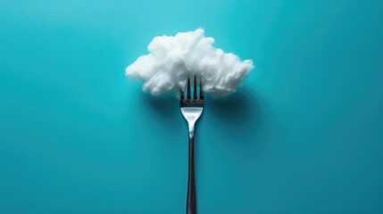Fork is used to create cloud shape on blue background