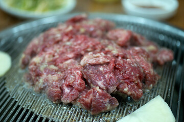 View of the bulgogi on the grill