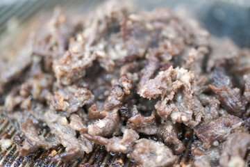 View of the bulgogi on the grill
