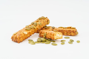 Special Chinese pastry pumpkin strips on white background