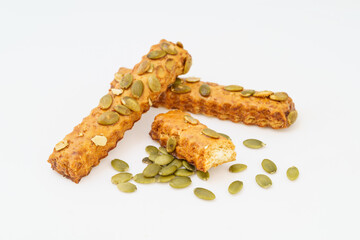 Special Chinese pastry pumpkin strips on white background