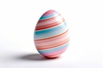 Egg with minimalistic linear pattern. Ornament of stripes, lines. Chicken one egg on white background.
