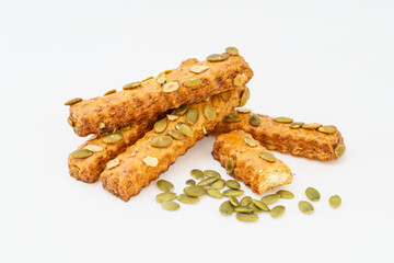 Special Chinese pastry pumpkin strips on white background