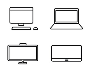 Computer laptop monitor icons set vector on white background