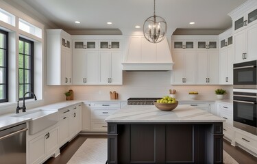 luxury home with kitchen cabinet