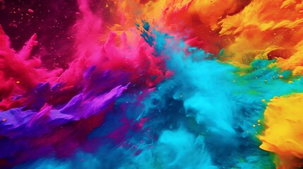 Colorful explosion of paint on a black background. Abstract background.