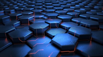 Naklejka premium Abstract blue technology hexagonal background