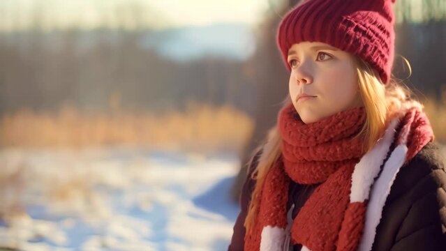 A woman standing outdoors blows her nose in the snowy weather, Sick woman blowing her nose on a cold winter day, AI Generated