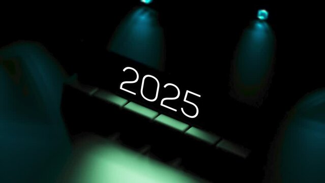 2025 glowing numbers. Concept 2025 calendar year,abstract figures,animation,3D render
