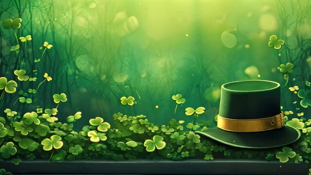 A lone green hat sits atop a window sill, creating a charming and intriguing visual contrast, St, Patrick's Day background featuring a leprechaun hat and clover, AI Generated