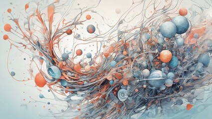 An ethereal and dreamy abstract image that reflects the complexity and beauty of science with a combination of organic and technological elements