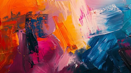 Colorful abstract painting with bright and vivid colors. The painting has a thick impasto texture and a lot of detail. - obrazy, fototapety, plakaty