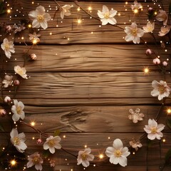 Fototapeta na wymiar cherry blossom on wooden background