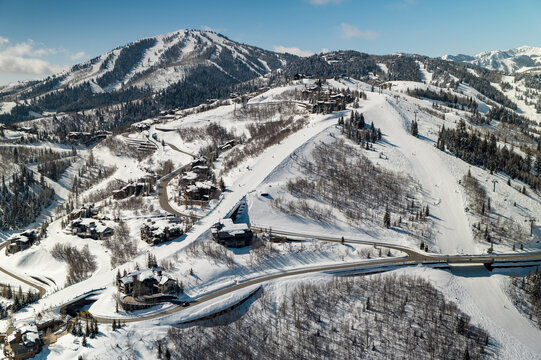 Aerial View of Ski Slopes in Utah