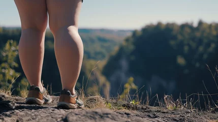 Fotobehang womens legs with lymph edem hiking  © sam richter