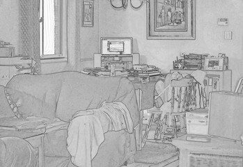 A sketch of a room in house.