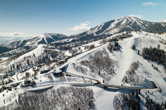 Aerial View of Ski Slopes in Utah