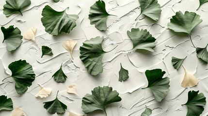 In Natures Embrace: Ginkgo Leaves Whispering the Ancient Secrets of Health and Harmony, Isolated Against a Tapestry of Green