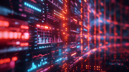 Fototapeta premium Futuristic Financial Data Analysis Holographic Display