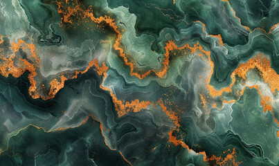 marble texture in jade green and gold - obrazy, fototapety, plakaty