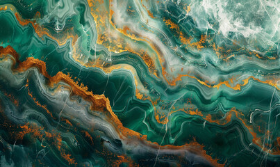 marble texture in jade green and gold - obrazy, fototapety, plakaty