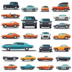 Zelfklevend Fotobehang Collection of cars. Vector illustration in flat design. © TheGamifiedTV