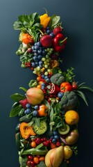 Human Anatomy Composed of Healthy Vegetables and Fruits in a Natural Scene