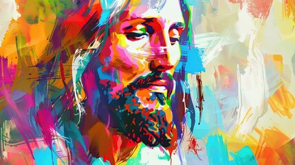 watercolor painting of Jesus' face