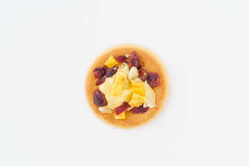 Tart shell cookies on white background