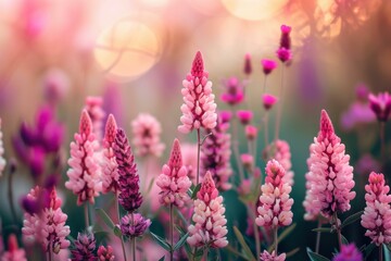 Fragrant Delicate flowers background. Light pastel pink blossom bouquet. Generate ai