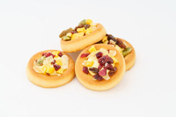 Tart shell cookies on white background
