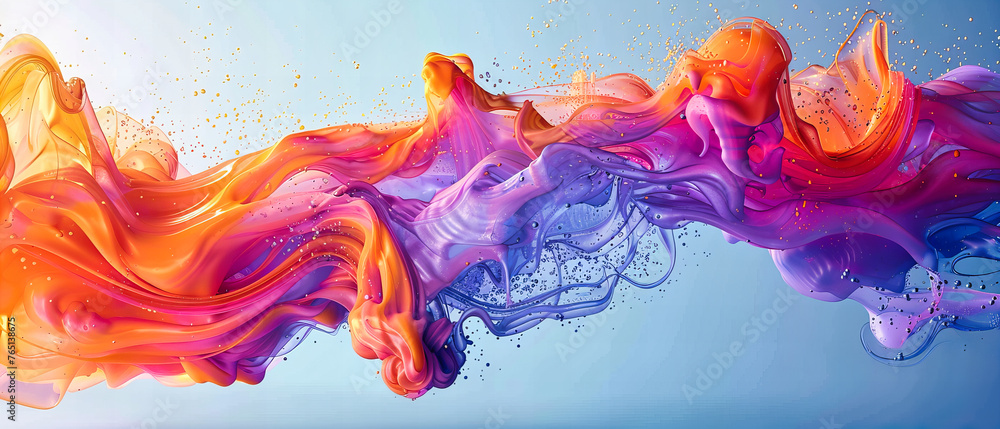 Poster in the heart of the abyss: a fusion of ink and color, creating a universe where art and motion colli