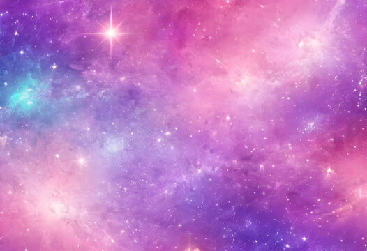 background Pastel glitter pink purple fantasy galaxy illustration Generative ai