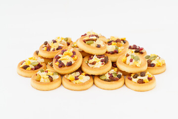 Tart shell cookies on white background