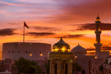 Nizwa landmarks during sunset, Nizwa city, Sultanate of Oman