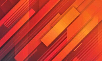 Red orange gradient background with diagonal lines and geometric shapes, in a flat design style with simple color blocks Generative AI