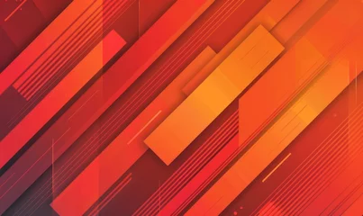 Rolgordijnen Red orange gradient background with diagonal lines and geometric shapes, in a flat design style with simple color blocks Generative AI © SKIMP Art