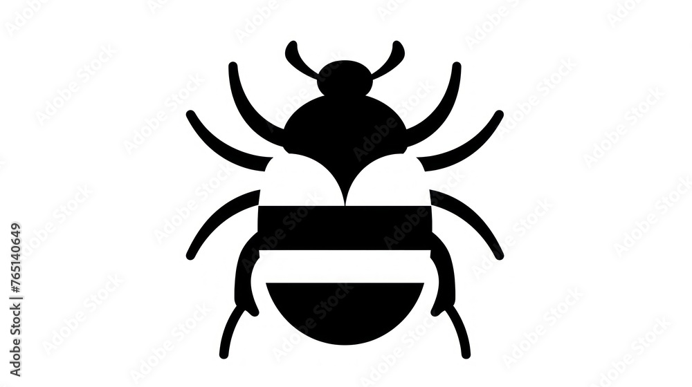 Wall mural a black and white image of a bug on a white background with a shadow of a bug on the back of the bug