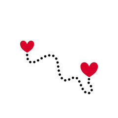 heart with dotted line route