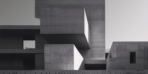 Black and white brutalist architecture