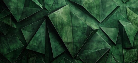 A dark green texture with triangular shapes, resembling an art deco pattern The background is a rich emerald color Generative AI