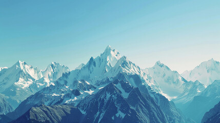 Obraz premium Majestic Snow-Capped Peaks Under Azure Sky