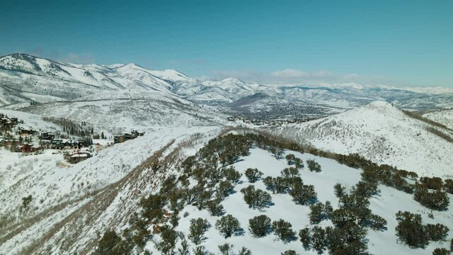 Aerial Reveal of Small Mountain Town Deep in the Utah Mountains