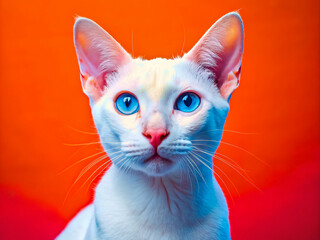 A Focus on the White Khao Manee Cat