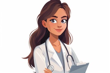 Fototapeta premium Friendly Cartoon Doctor with Stethoscope - Professional Medical Illustration