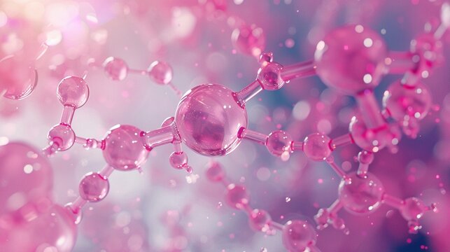 Design a 3D model of a  Biotin Strength  molecule, emphasizing its role in supporting lush, vibrant hair
