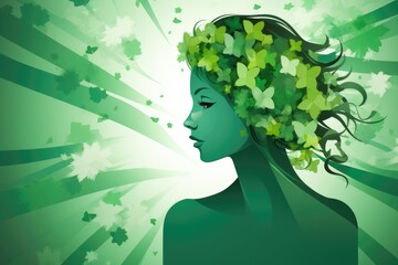 A woman with butterflies in her hair, perfect for beauty and nature concepts