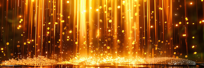 Magical Golden Light, Sparkling Dust and Bokeh, Festive or Luxury Celebration Background